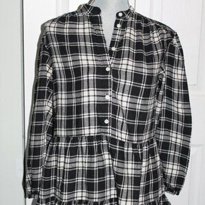 GAP Flannel Black White Babydoll Dress